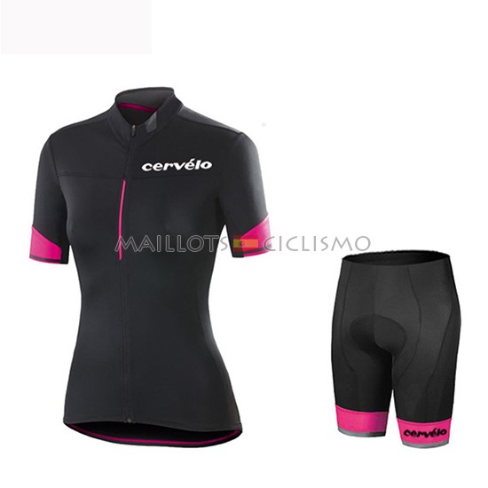 2019 Maillot Mujer Cervelo Tirantes Mangas Cortas Negro Rojo